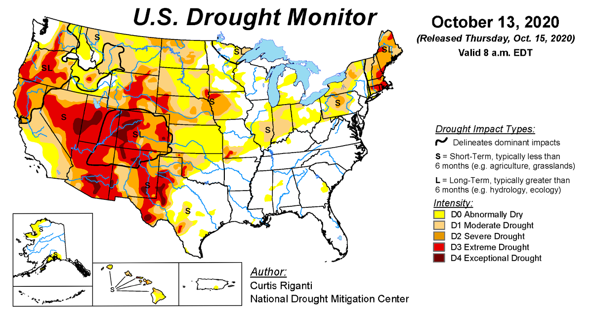 Us Drought Monitor Update For October 13 2020 National Centers For